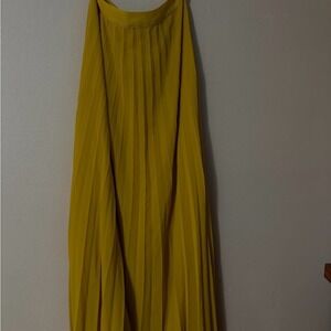 Morning Lavender Mustard Yellow Pleated Maxi Skirt Medium Petite SA70134DMJ